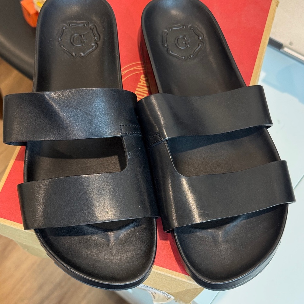 New Grenson Chadwick Leather Sandals - Black - Size 12